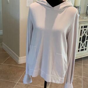 Garbe luxe hoodie, cream color, large buttons end of sleeves, size small